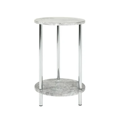 Imagen de HAKU Möbel Mesa auxiliar aspecto hormigón, cromo, MDF, metal Dim.: AL 50 cm x diámetro 30 cm, Estilo: Moderno