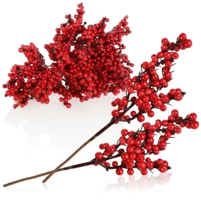 Imagen de com four® 25x decoración dispersa, Ramas Decorativas con Bayas, para esparcir como artículos de artesanía, Adornos Regalos y popurrí (25 Piezas Muchas Bayas)