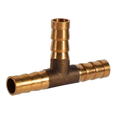 Imagen de Keenso Conector de púas Manguera Combustible 3 vías en T, Adaptador unión latón Aire Agua Gas Aceite(6mm)