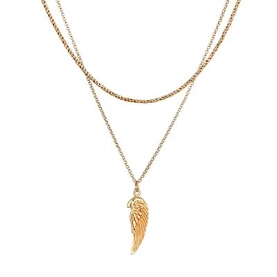 Imagen de Kuzzoi Collar de plata ley 925 para hombre con colgante alas (9 mm), chapado en oro