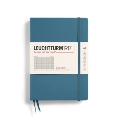 Imagen de LEUCHTTURM1917 363336 Libretas Medium (A5) 145 x 210 mm, Tapa Dura, 251 páginas numeradas, Stone Blue, Cuadriculada