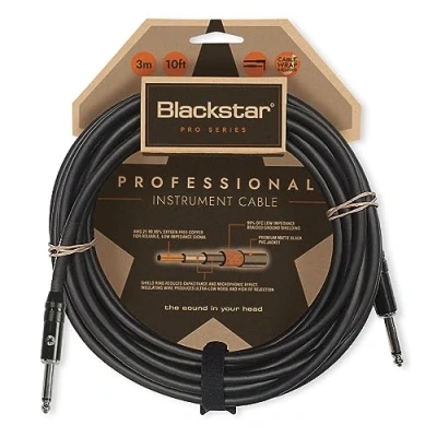 Imagen de Blackstar Cable de instrumento Pro Series 3 m (10 pies) conector recto ¼ &quot;a ¼&quot; para bajo/guitarra eléctrica/electroacústica/teclado/amplificador