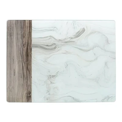 Imagen de CREATIVE TOPS Protector de encimera cristal, 40 x 30 cm, color Blanco y Gris