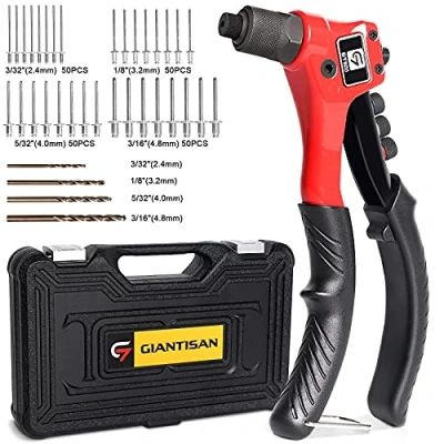 Imagen de GIANTISAN kit de herramientas remache con 200 remaches y 4 brocas, remachadora manual funda transporte resistente