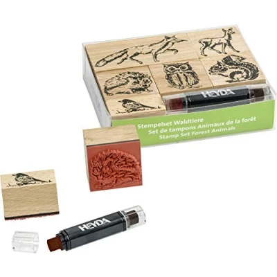 Imagen de Heyda 204888695 Juego de sellos (animales del bosque) (12 x 10 3 cm, 6 madera)