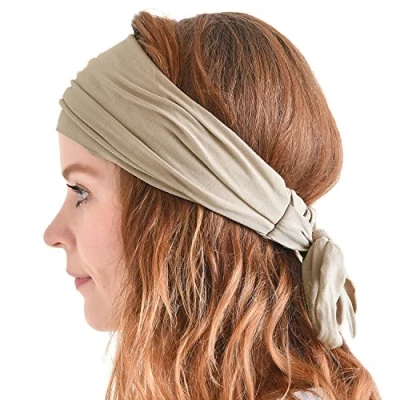 Imagen de Casualbox Pre Atada Cinta Para El Pelo Bohemio Cabello Banda Verano Hombres Damas Cabeza Envolver Hippie Beige