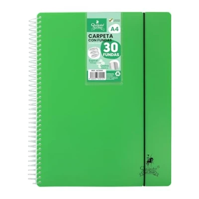 Imagen de Starplast Carpeta Con Fundas Espiral Flexible Organizadores, 30 fundas, Transparentes Lisas, A4, Tapa Plástico Resistente, Uso Escolar, Personal o de Oficina Color Verde.