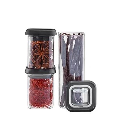 Imagen de GEFU PANTRY Mini Juego de 3 tarros cristal con tapa hermética, para especias aptos lavavajillas