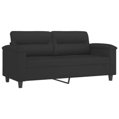Imagen de vidaXL Sofá de 2 Plazas, con Reposabrazos Respaldo, Biplaza Tapizado, Mueble Asiento para Salón Dormitorio, Tela Microfibra Negro