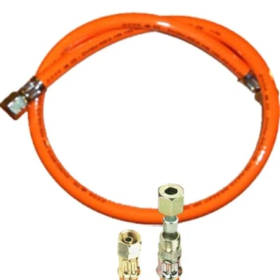 Imagen de Manguera de gas propano con anillo corte 1/4&quot; izquierdo x 8 mm (estándar, 40 cm)