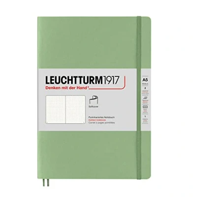 Imagen de LEUCHTTURM1917 361592 Libreta de notas Medium (A5) tapas blandas, 123 páginas numeradas, puntos, sage