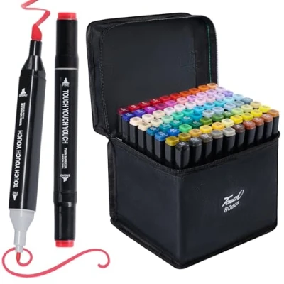Imagen de Acrylic Markers,80 Colores,Rotuladores Pintura Acrilica Resistente al Agua,Rotuladores Acrilicos Permanentes para Vidrio Madera Lienzo Cerámica Navidad Manualidades Pascua Bricolaje