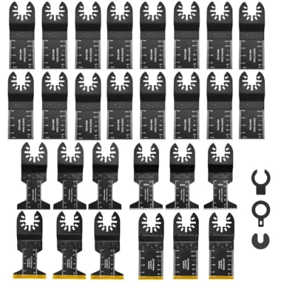 Imagen de Hojas de Sierra Oscilante 31pcs Kit Universal Accesorios Hoja para Herramientas Multifunción Oscilantes Incluyendo 6 Titanio Corte Metal Madera Plástico Clavo Cambio Rápido
