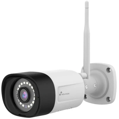 Imagen de NIVIAN Cámara de Seguridad WiFi 6 2K para Exterior Carcasa Metálica Resistente, Visión Nocturna Dual, IA Inteligente Detección Humanos y Audio Bidireccional. Compatible con Kit CCT