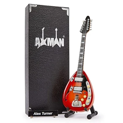 Imagen de Axman Alex Turner Réplica de guitarra en miniatura Regalos musicales Hecho a mano ornamental escala 1/4 Incluye una caja exhibición, etiqueta nombre y soporte