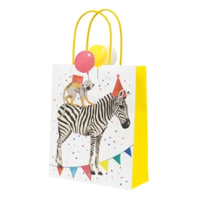 Imagen de Talking Tables 8 bolsas de papel con temática animales safari para niñas y niños, baby shower, zoológico la selva, ecológicas Madagascar cumpleaños niños