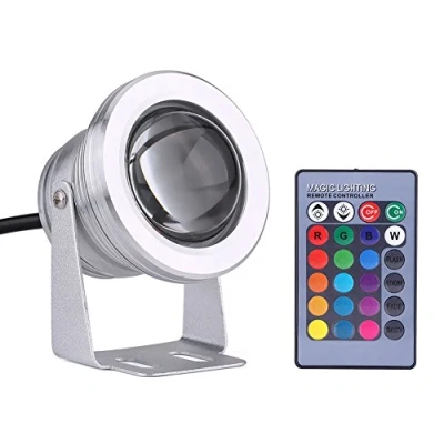 Imagen de Foco LED, 10W 12V RGB LED IP67 Impermeable para acuario de estanque yate marino(Blanco plateado)