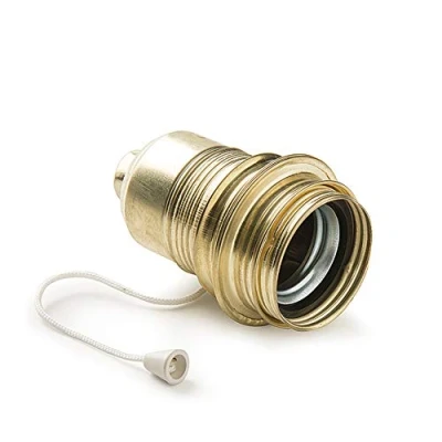 Imagen de FAMATEL Portalámparas metálico roscado con interruptor y arandela Bombillas E 27 Material Dorado