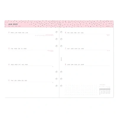 Imagen de Filofax Agenda A5 con vista semanal de confeti, color blanco 2023
