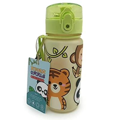 Imagen de Puckator Botella irrompible para niños con apertura a presión e infusor 350 ml Animales salvajes dulces