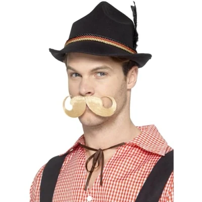 Imagen de Smiffys Sombrero de alemán Trenker deluxe,Negro,con plumas y borde interior elástico