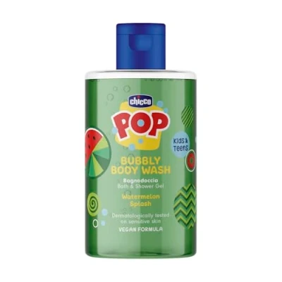 Imagen de Chicco POP Bubbly Gel de Ducha Watermelon Splash, Aroma Sandía , Infantil, Baño burbujas Perfumado, Jabón Suave, Fórmula Vegana, 300 ml