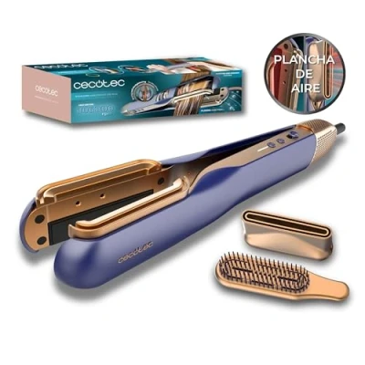 Imagen de Plancha de pelo Cecotec RitualCare Air Lisse 2in1 Blue, Cerámica, Motor con 106000 rpm, Seca y alisa, 2 cabezales, 1000 W, 150 C, Blue