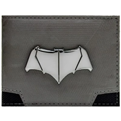 Imagen de The Dark Knight Batman Dawn of Justice Batsuit Emblema Metálico Billetera/Cartera Bifold Porta ID &amp; Tarjetero, Plata