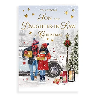 Imagen de Piccadilly Greetings Regal Publishing, C85491 Tarjeta de Navidad para hijo y nuera, 22,8 x 15,2 cm