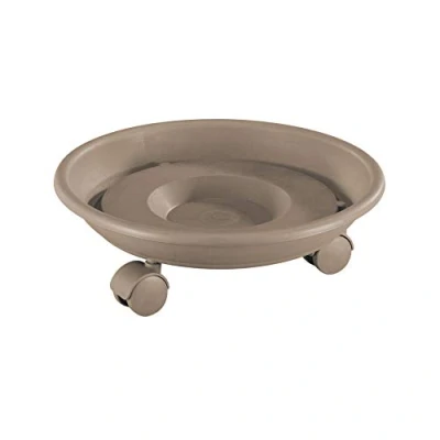 Imagen de Wagner Soporte con Ruedas para Plantas Serie K Ø 27,5 x 8,5 cm I Carro Flores Exterior + Interior Carrito de plástico, Color Topo Capacidad Carga 30 kg 20102401