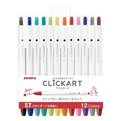 Imagen de Zebra Clickart WYSS22 12CST Bolígrafo a base de agua estándar 12 colores