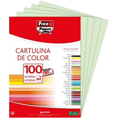 Imagen de Fixo Paper 11110420 Paquete de cartulinas A4 100 unidades color verde, 180g