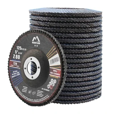 Imagen de Merryland Disco De Láminas Lijadoras 125 Metal para Amoladora Angular, 125mm Grano 80 T29 20 Piezas, Corindón Circonio Azul Acero INOX Hierro, Craft Line FC1108414