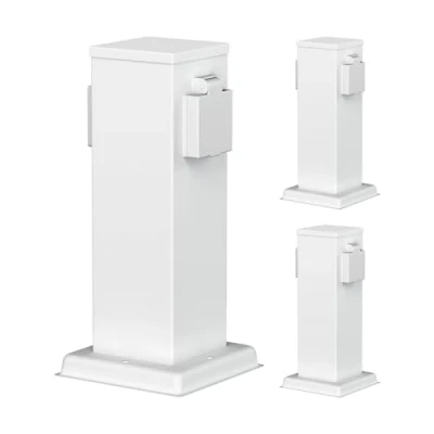 Imagen de ledscom.de 3 Tomas de jardín Columna Polly para Exterior, IP44, 2 vías, Acero Inoxidable, Blanco, Cuadrada, 27 cm