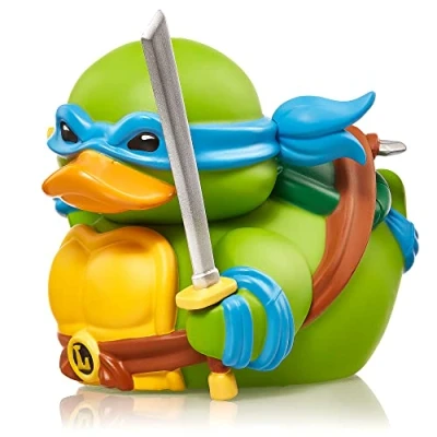 Imagen de TUBBZ Boxed Edition Figura Coleccionable de Pato Goma Vinilo Leonardo, mercancía Oficial Teenage Mutant Ninja Turtles, Videojuegos acción, TV y películas