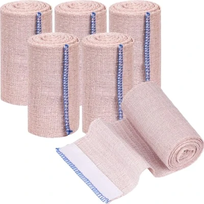 Imagen de Paquete de 6 vendas elásticas compresión prémium con cierre automático para muñeca, tobillo, rodilla, codo, hombro, pies, lesiones lavables y reutilizables, 10 cm ancho, 1,7 m longitud, se