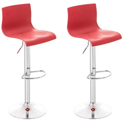 Imagen de CLP Set 2X Taburetes De Bar Hover con Asiento Polipropileno I 2 Regulables En Altura Altos Giratorios Color:, Color:Rojo