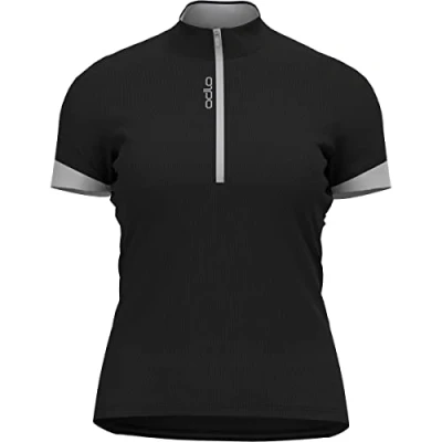 Imagen de ODLO Essential 1/2 ZIP Maillot de ciclismo, Mujer, Talla: 32/34, Black/odlo silver grey