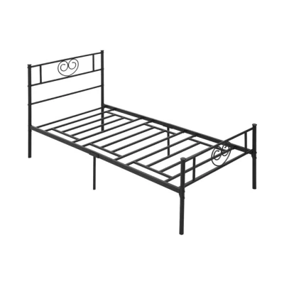 Imagen de HOMCOM Marco de Cama Individual Metal 31 cm para Colchón 90x190 con Cabecera Forma Corazón Estructura Espacio Bajo Almacenamiento 95x196x100 Negro