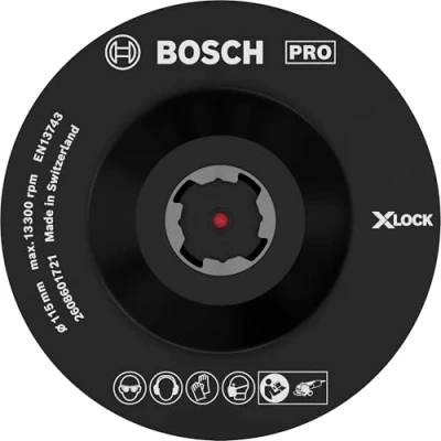 Imagen de Bosch Professional Plato de soporte (con autoadhesivo, X LOCK, Ø115 mm), Negro