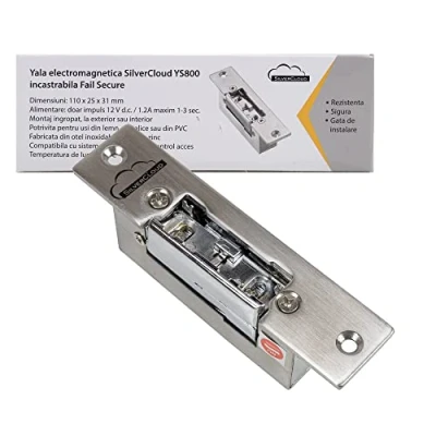 Imagen de SilverCloud 3898 Cerradura electromagnética YS800 Recargable, Fail Secure NO, 12 V, Plata