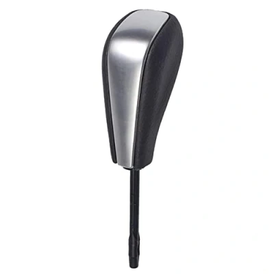 Imagen de Hacreyatu Pomo de palanca cambios automático cuero para B M W E36 E46 E39 E60 E61 E38 Z3 X5 E53 (plateado)