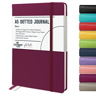 Imagen de Stationery Island Cuaderno Punteado A5 Notebook Baya Libreta Bullet Dotted Journal Puntos de Tapa Dura Con 180 Páginas 120gsm Papel para Notas, Planificación, Estudio, Viajes, Diario