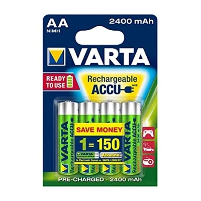 Imagen de VARTA Pilas AA, recargables, paquete de 4, Recharge Accu Power, batería recargable, 2400 mAh Ni MH, sin efecto memoria, precargadas, listas para usar