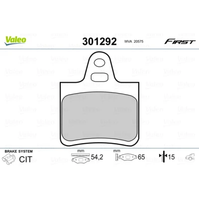 Imagen de VALEO 301292 Juego de pastillas freno FIRST Eje trasero excl. contacto avisador desgaste sin chapa antichirridos CITROËN: Xantia Hatchback
