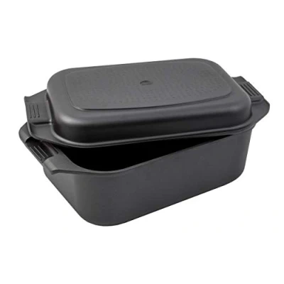 Imagen de Karcher Asador 2 en 1 (aluminio fundido, 8,7 litros, inducción, incluye tapa y manoplas de cocina), color negro