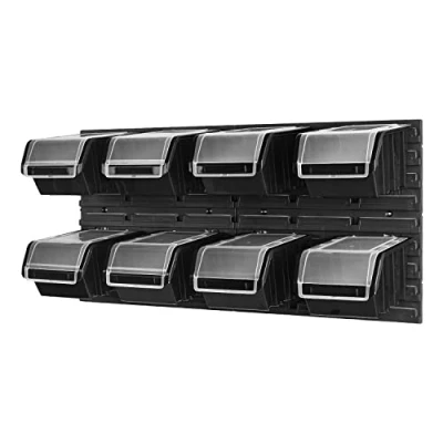 Imagen de Caja apilable de pared 772 x 390 mm Sistema almacenamiento 8 unidades cajas con tapa Estantería