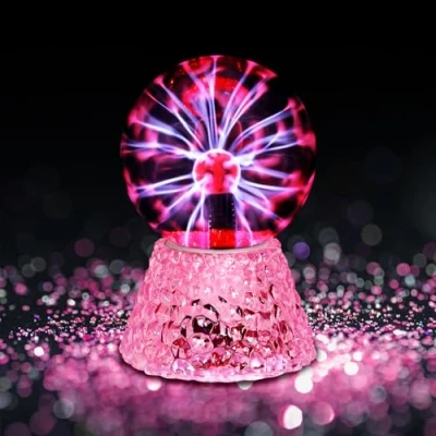 Imagen de Comely Esfera de plasma 5 Pulgadas, Lámpara con Luz Roja y Base Cristal, lampe control Táctil, Ideal para Decoración Salón, Dormitorio Regalos Festivos