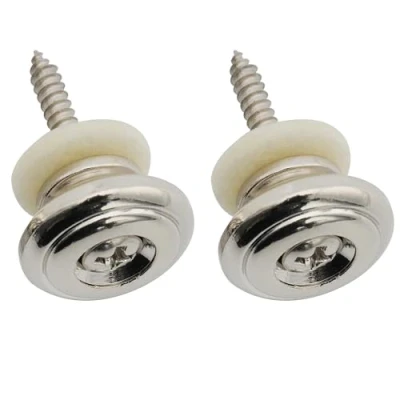 Imagen de Musiclily Pro 17mm Redondo Grande Aleación de Zinc Enganches Correa Strap Buttons para Guitarra Eléctrica Acústica Clásica Ukelele, Nickel (Set 2)