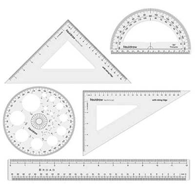 Imagen de Liquidraw Set de 5 reglas triangulares cuadradas geométricas profesionales transportadores